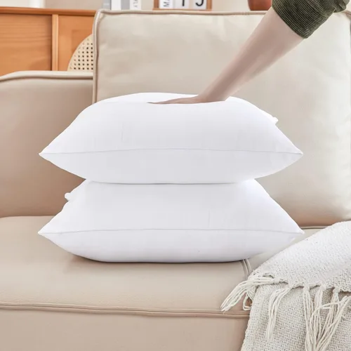 Miniatura 4 de Qeils - Juego de 2 rellenos de almohada de 12 x 20 pulgadas, rellenos de almohada blancos para sofá con funda de poliéster suave, insertos