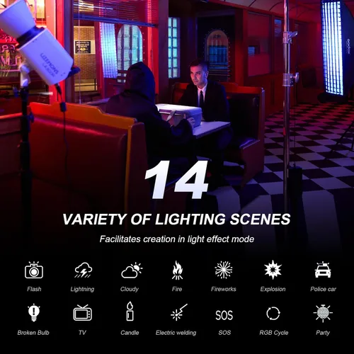Miniatura 3 de Godox LA300R RGB COB LED Video Light 330W Kit de luz continua a todo color con bolsa de transporte CCT 1800K-10000K 94700lux Montaje Bowens Luz