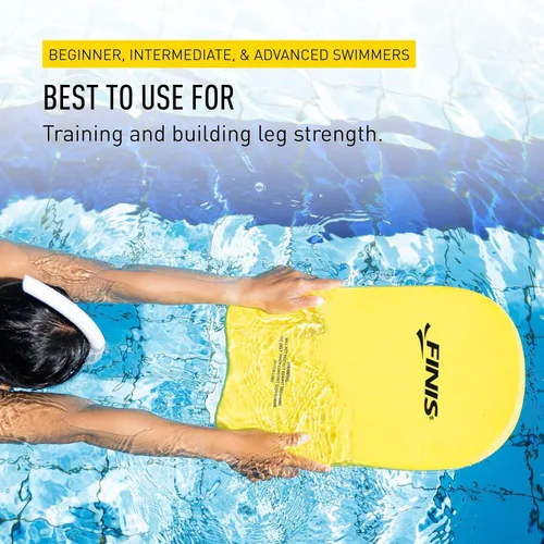 Miniatura 5 de FINIS Tabla de espuma para entrenamiento de natación, fortalece las piernas, espuma EVA suave, agarre cómodo, color amarillo