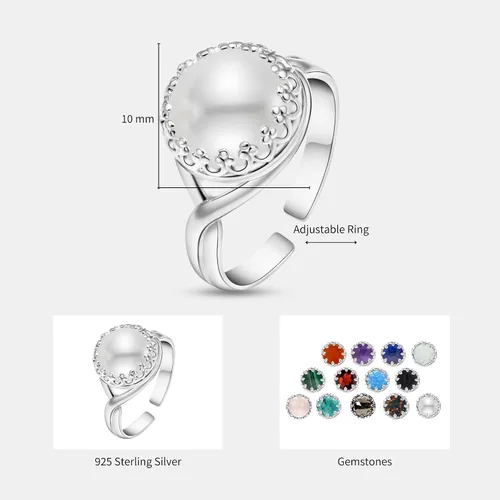 Miniatura 15 de 925 Sterling Silver Gemstone Rings for Women - Anniversary Rings for Women - Sterling Silver Rings for Women - Dainty Sterling Silver Rings