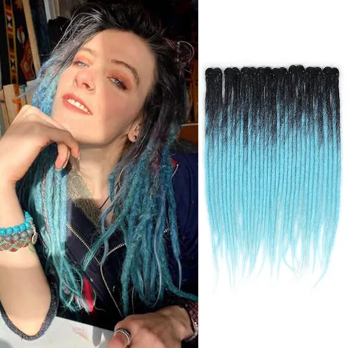 Miniatura 11 de Extensiones de cabello con clip de 16 pulgadas, extensiones de rastas sintéticas de color negro a bolnde de 16 pulgadas, 8 piezas de 32 hebras