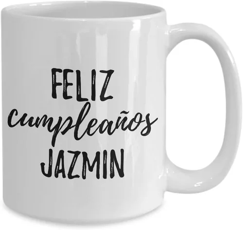 Miniatura 2 de Feliz Cumpleanos Jazmin Taza española Feliz Cumpleanos Personalizado Nombre Regalo Taza de Café Té Grande 15 Oz