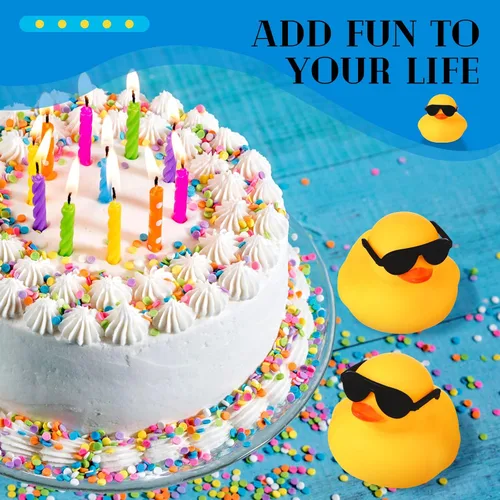 Miniatura 4 de Chivao 36 piezas de mini patos de goma con 36 lentes de sol de goma a granel para bañera de patitos juguetes para niños, regalos de Navidad, San
