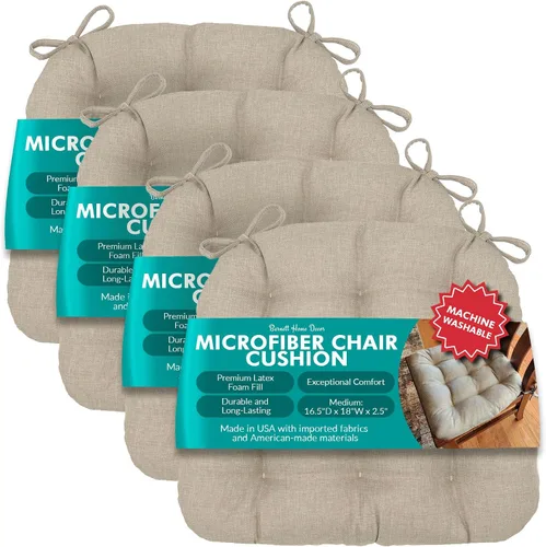 Miniatura 32 de Barnett Almohadilla para silla de comedor con lazos. Gamuza microfibra, microgamuza, reversible, relleno de espuma de látex, se puede lavar a Negro
