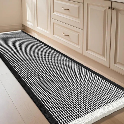Miniatura 46 de IM HOME Tapete de baño de punto gofre, color caqui, de 24 x 17 pulgadas, tejido bohemio, moderno, absorbente, antideslizante, suave, lavable