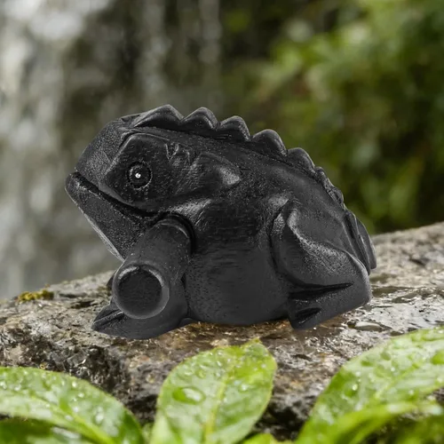 Miniatura 4 de Rana de madera de 8.89 cm Guiro Rasp Instrumento - Bloque de tono de percusión musical artesanal (Negro)