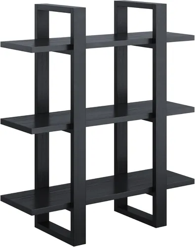 Miniatura 6 de Nathan James Benji - Estantería de pared de mediados de siglo, estante decorativo flotante de madera de 3 niveles, roble negro