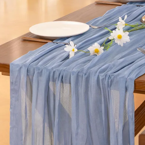 Miniatura 8 de Socomi - 10 caminos de mesa de gasa, estilo bohemio y rústico, para primavera, Pascua, bodas, fiestas, baby showers, cumpleaños y decoración, 120