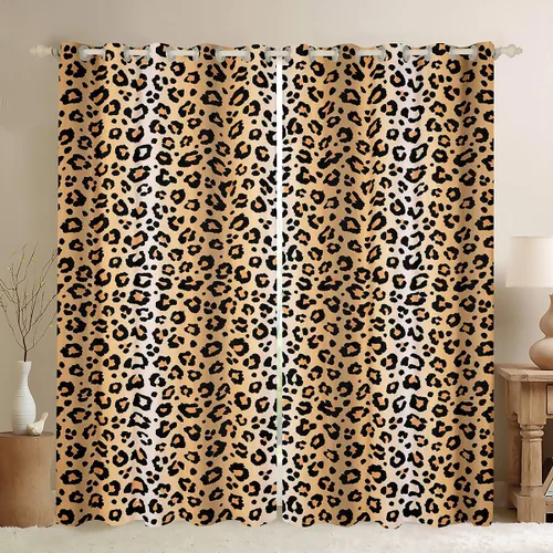 Miniatura 29 de Feelyou Cortinas opacas con estampado de leopardo de 30% a 50%, cortinas de oscurecimiento con estampado de guepardo para dormitorio, para niños