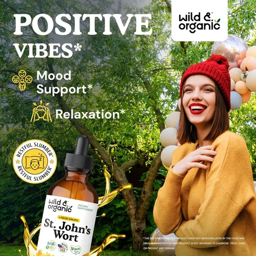 Miniatura 2 de Wild & Organic St Johns Wort Tintura - Apoyo al estado de ánimo - Suplemento calmante de hierba de San Juan - Gotas líquidas de hierbas Hypericum