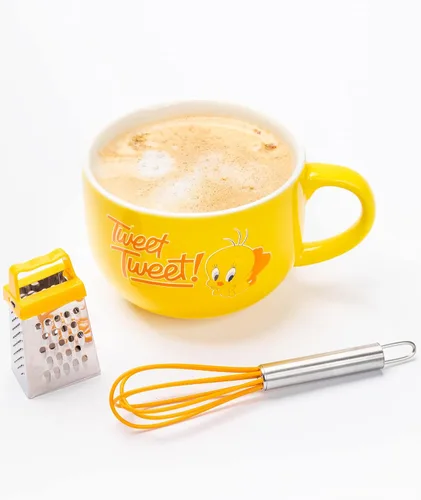 Miniatura 6 de LOONEY TUNES Juego de regalo de la cocina del hogar de la taza del capuchino de Tweety amarillo de la plantilla de la taza