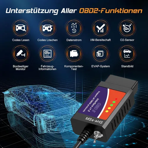 Miniatura 4 de Adaptador USB ELM327 OBD2 Escáner para Windows, herramienta de escaneo de diagnóstico ELMconfig FoCCCus con interruptor MS-Can/HS-Can para vehículos