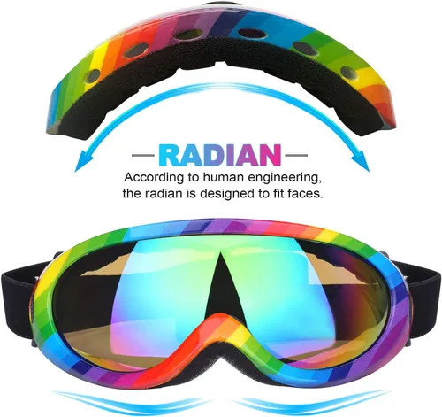 Miniatura 2 de Rngeo Lentes protectores para esquiar 2 unidades, anteojos protectores para snowboard para niños, niñas, jóvenes, hombres