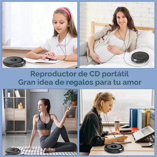 Miniatura 7 de Reproductor de CD Gueray: reproductor de CD portátil Dsicman: con auriculares para el coche con protección contra saltos y a prueba de golpes