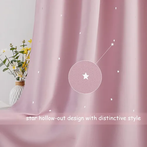 Miniatura 3 de NICETOWN Cortina de habitación infantil inspirada en el espacio nocturno con estrellas centelleante, cortinas blackout para ventana para dormitorio