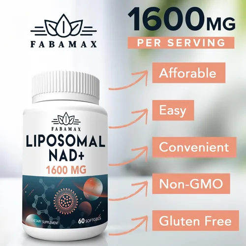 Miniatura 6 de 1600 mg Suplemento de NAD Liposomal, 98% Suplemento Puro de NAD+, Absorción Superior, Alternativa a Ribósido de Nicotinamida o NADH para Aumentar
