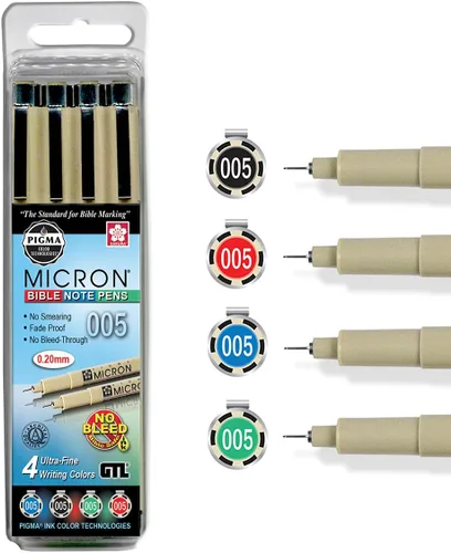 Miniatura 5 de G.T. Luscombe Company, Inc. Pigma Micron 05 - Kit de bolígrafos de punta media para notas bíblicas, tinta pigmentada que no se corre, seguro