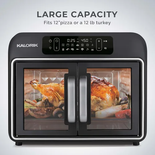 Miniatura 5 de Kalorik Horno de convección de freidora de aire, serie de diseñador, 26 cuartos de galón con ventilador de doble velocidad, puertas francesas