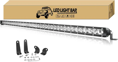 Miniatura 12 de Willpower Barra de luz LED de 19 pulgadas, 90 W, de una sola fila, foco delgado, luces LED todoterreno, luces de trabajo antiniebla para camiones