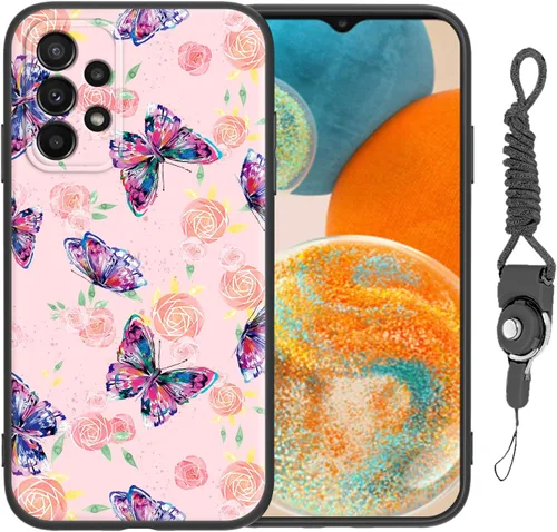 Miniatura 30 de Funda para Galaxy A51 5G (no compatible con la versión A51 4G) con correa de cordón, para niñas y mujeres, diseño lindo de anime, funda de silicona