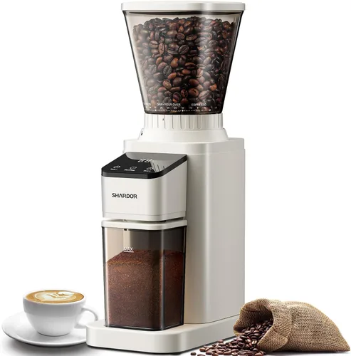 Miniatura 8 de SHARDOR Molinillo de café profesional de muelas cónicas, molinillo de granos de café con 48 configuraciones de molienda para espresso, goteo