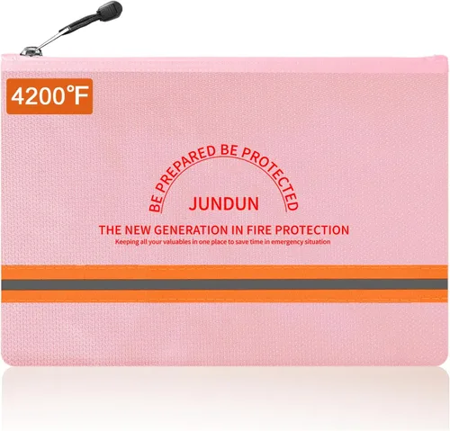 Miniatura 9 de JUNDUN Bolsa de dinero ignífuga, 10.6 x 6.7 pulgadas, impermeable e ignífuga con cierre de cremallera, bolsa de almacenamiento segura ignífuga