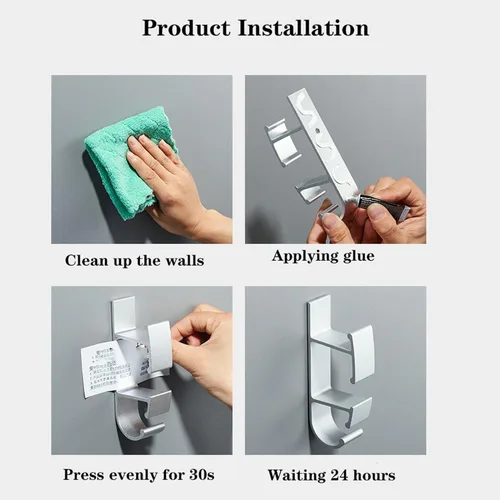 Miniatura 7 de Soporte de almacenamiento autoadhesivo, gancho de lavabo de aluminio espacial, resistente al agua, antioxidante, para cocina, baño, baño