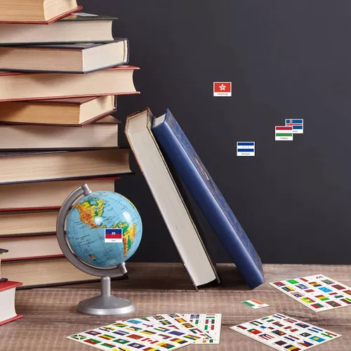 Miniatura 7 de Hooqict 960 calcomanías de bandera mundial, 192 banderas de países del mundo, mini banderas de pasaporte, calcomanías para viajes, mapas, equipaje