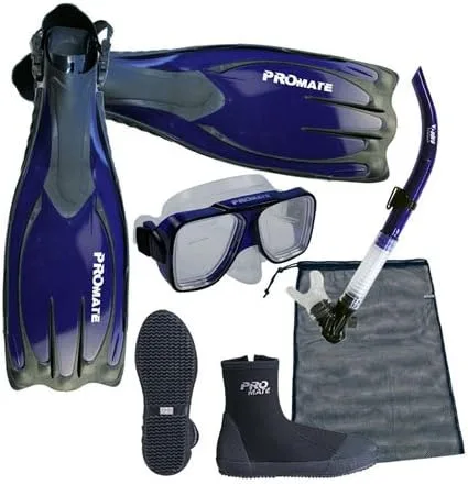Miniatura 4 de PROMATE Juego de bolsas de equipo de buceo con máscara de snorkel, botas de snorkel, aletas