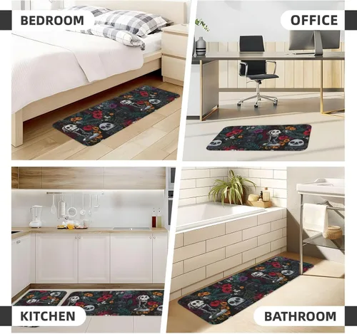 Miniatura 4 de Antifatigue Kitchen Mats for Floor 2 Piece - Tropical Robot Print Kitchen Rugs Washable, Non Slip Runner Rug Standing Mat for