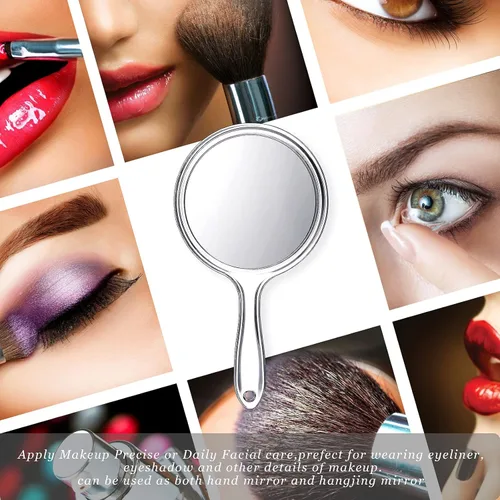 Miniatura 6 de Jetec Espejo de mano de doble cara, espejo de mano de doble cara, espejo de aumento 1X/2X con asa, espejo de mano transparente, espejo de maquillaje