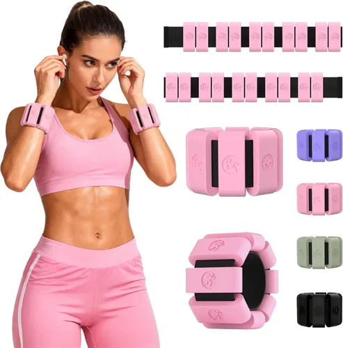 Miniatura 32 de Pesas de muñeca ajustables para mujeres y hombres, pesas de pierna para mujeres de 0.75lb-1lb-1.3lb cada una para caminar, yoga, danza, barre