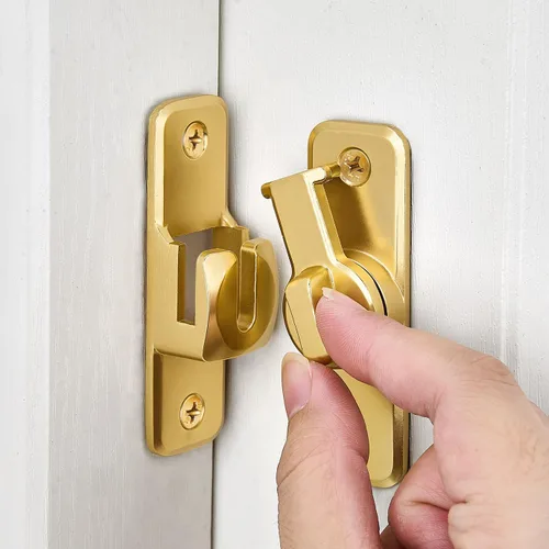 Miniatura 9 de INIRET Paquete de 2 Pestillos de Seguridad Mejorados Plateados con Cierre Abatible - Pestillo de Puerta Deslizante y Batiente de Servicio Pesado