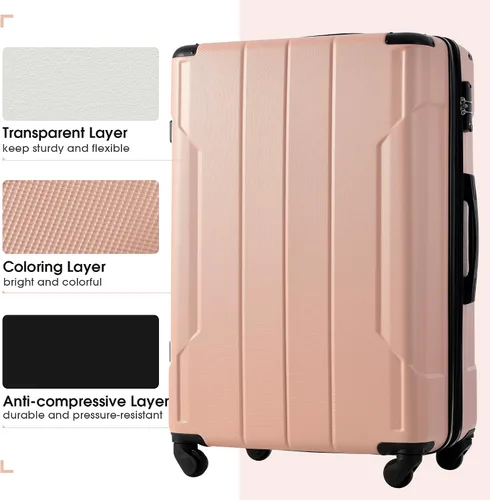 Miniatura 3 de MERAX TRAVELHOUSE - Juego de maletas (3 piezas, extensibles, ligeras), rosa&blanco), PP009315IAA_OAB