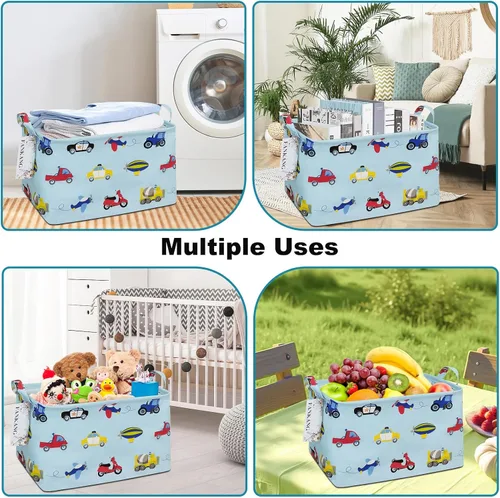 Miniatura 5 de Canasta plegable de almacenamiento para guardería, con revestimiento de polietileno impermeable, de grand tamaño, para niños y niñas, oficina