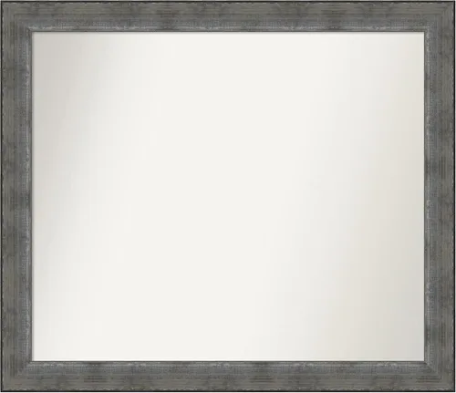 Miniatura 188 de Amanti Art Espejo de baño plateado para sobre el fregadero, 24 x 24 pulgadas, espejo cuadrado de peltre forjado a medida, marco de madera casual