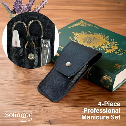 Miniatura 3 de Solingen Juego de manicura y pedicura, para hombres y mujeres, juego de cortaúñas profesional de manicura y pedicura, acero inoxidable, pinzas