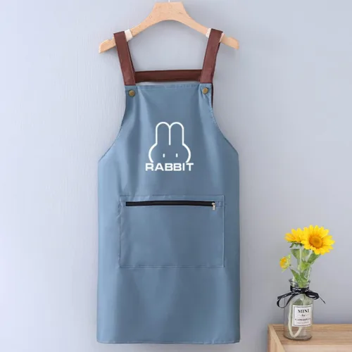 Miniatura 6 de Delantal de cocina para mujer con bolsillos grandes, delantal impermeable de manga larga para cocinar, hornear, limpiar el trabajo, Azul