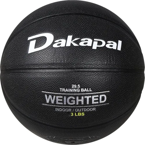 Dakapal Weighted Heavy Training Basketball, Size 6/7 Black 2.2LBS/3LBS/3.3 LBS Weight PU Durable for Trainer and Dribbling Passing, Indoor and