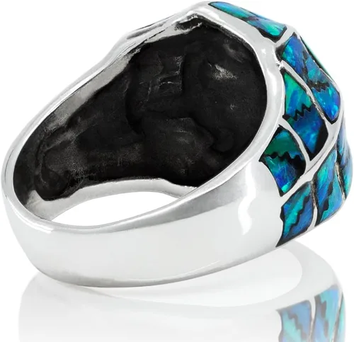 Miniatura 4 de Anillo de plata de ley 925 con ópalo azul para hombre, fabricado en Tailandia