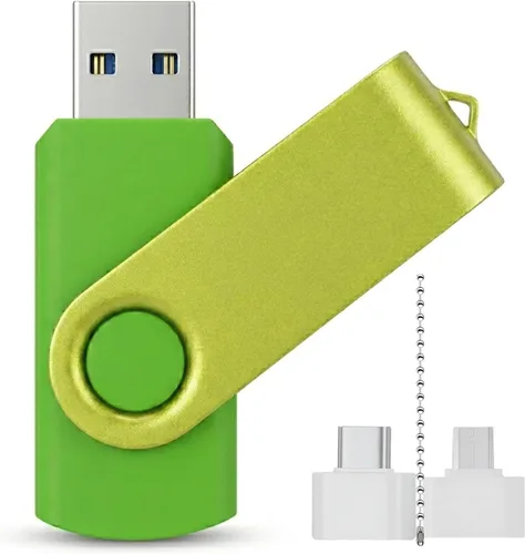 Miniatura 8 de Mini unidad flash USB de capacidad con 1 OTG (Micro USB) y 1 adaptador tipo C (USB-C) para teléfono móvil (naranja, 128 MB)