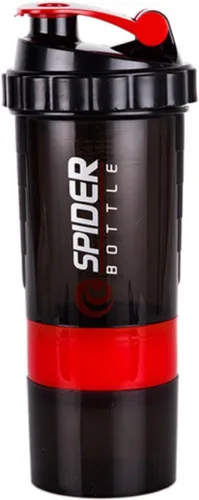 NA - Batidor de proteínas de 16.9 onzas, botella de agua deportiva de 3 niveles antideslizante, con bandeja para píldoras, licuadora a prueba de Rojo