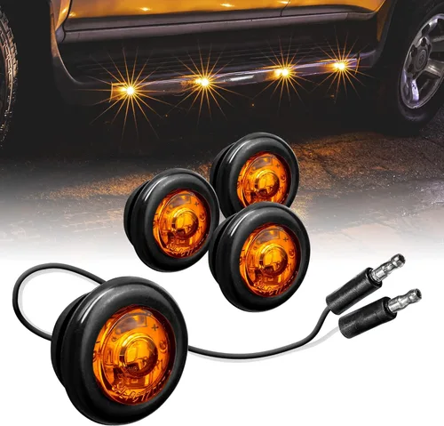 Miniatura 24 de TRUE MODS - 10 luces de marcador LED redondas de 3/4 pulgadas para remolque ámbar de 12 V [3 cables/DRL y señal de giro] [DOT FMVSS 108] [SAE P2PC]