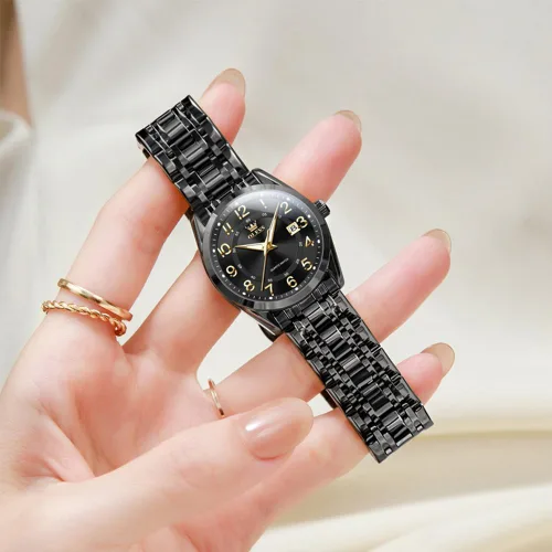 Miniatura 6 de OLEVS Reloj de pulsera de cuarzo para mujer, de acero inoxidable, impermeable, luminoso, fecha, fácil de leer, para mujer