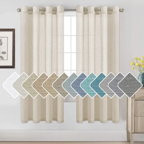 Miniatura 84 de H.VERSAILTEX Cortinas de 96 pulgadas de largo, cortinas de lino/cortinas transparentes de mezcla de lino natural/paneles/cortinas para sala