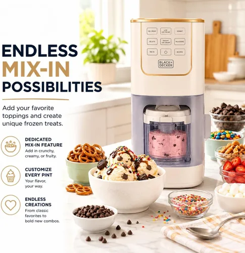 Miniatura 5 de BLACK+DECKER Máquina de helados para familias y niños – Haz helados sin proteínas, keto y lácteos, gelato y batidos en casa – Máquina de pintas