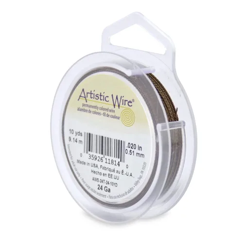 Miniatura 7 de Artistic Wire, Alambre de cobre de color resistente al deslustre calibre 20 / 0.032 in, torsión redonda, color latón antiguo, 8 yd / 24.0 ft
