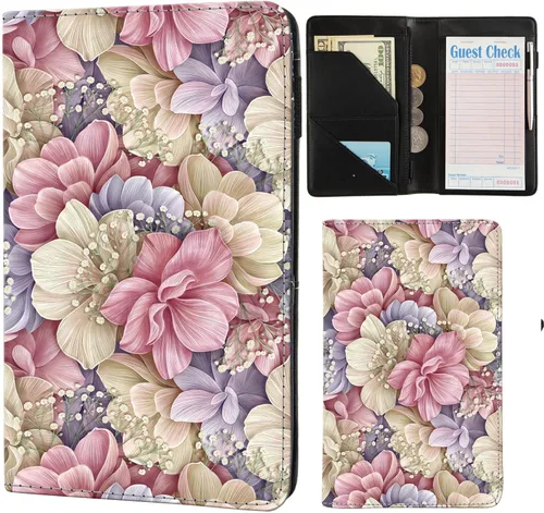 Miniatura 7 de Libretas para camarera de AIRMORS, con bolsillo con cremallera, libreta de cuero para camarera, cartera organizadora de dinero para camarero