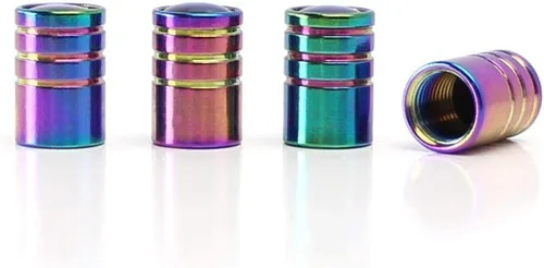 Miniatura 7 de Tapas para válvulas de neumático de aluminio estilo carrera tuner de iJDMTOY (4), Neo cromo