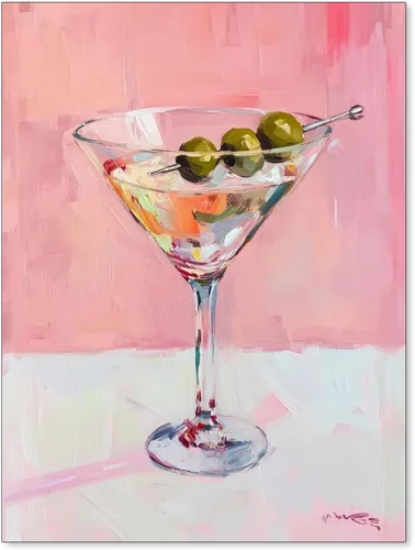 Pósteres vintage de Martini rosa a la moda, cócteles, bebidas alcohólicas, impresiones artísticas de pared para el hogar, apartamento, cocina, bar,